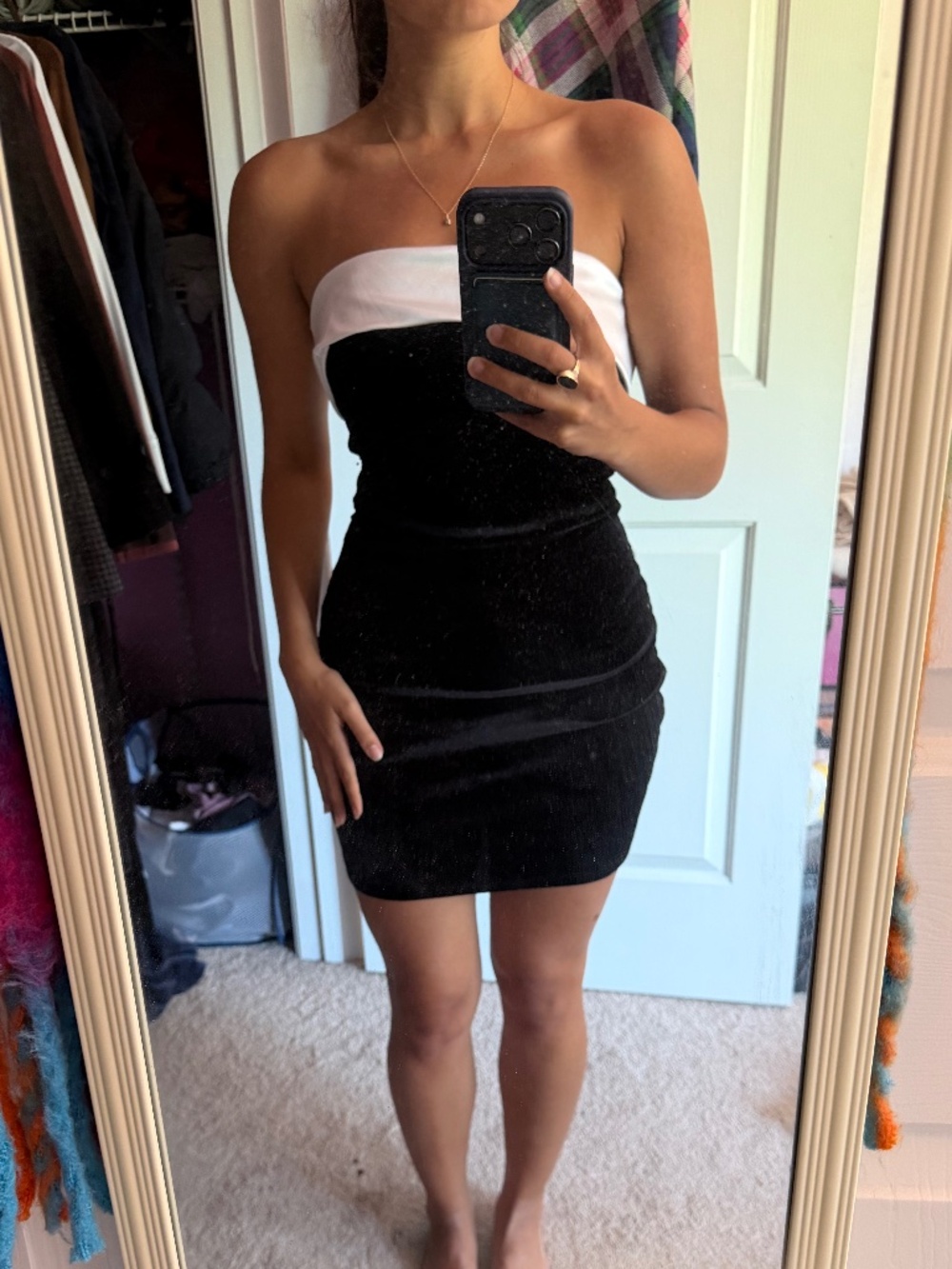 Formal black and white mini dress